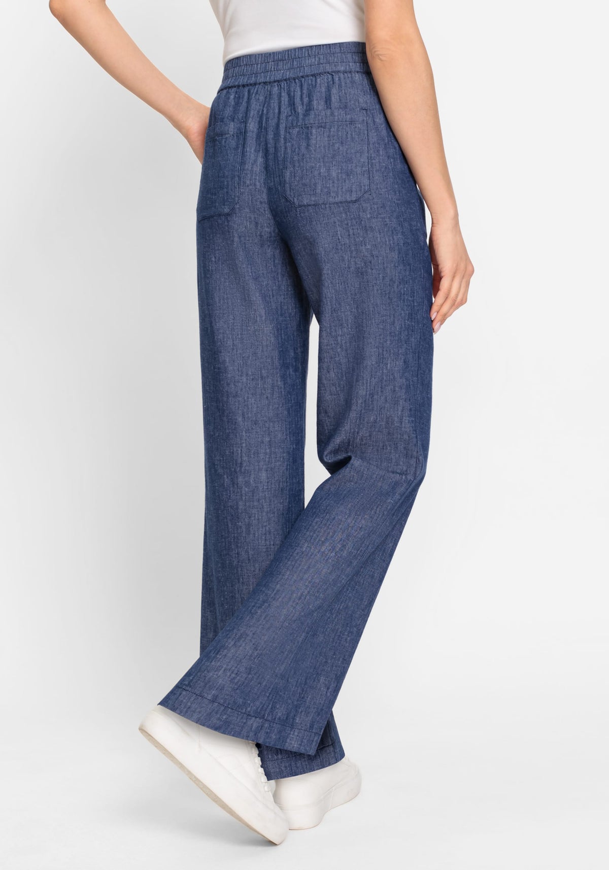 Anna Fit Wide Leg Linen Blend Pull-On Pant