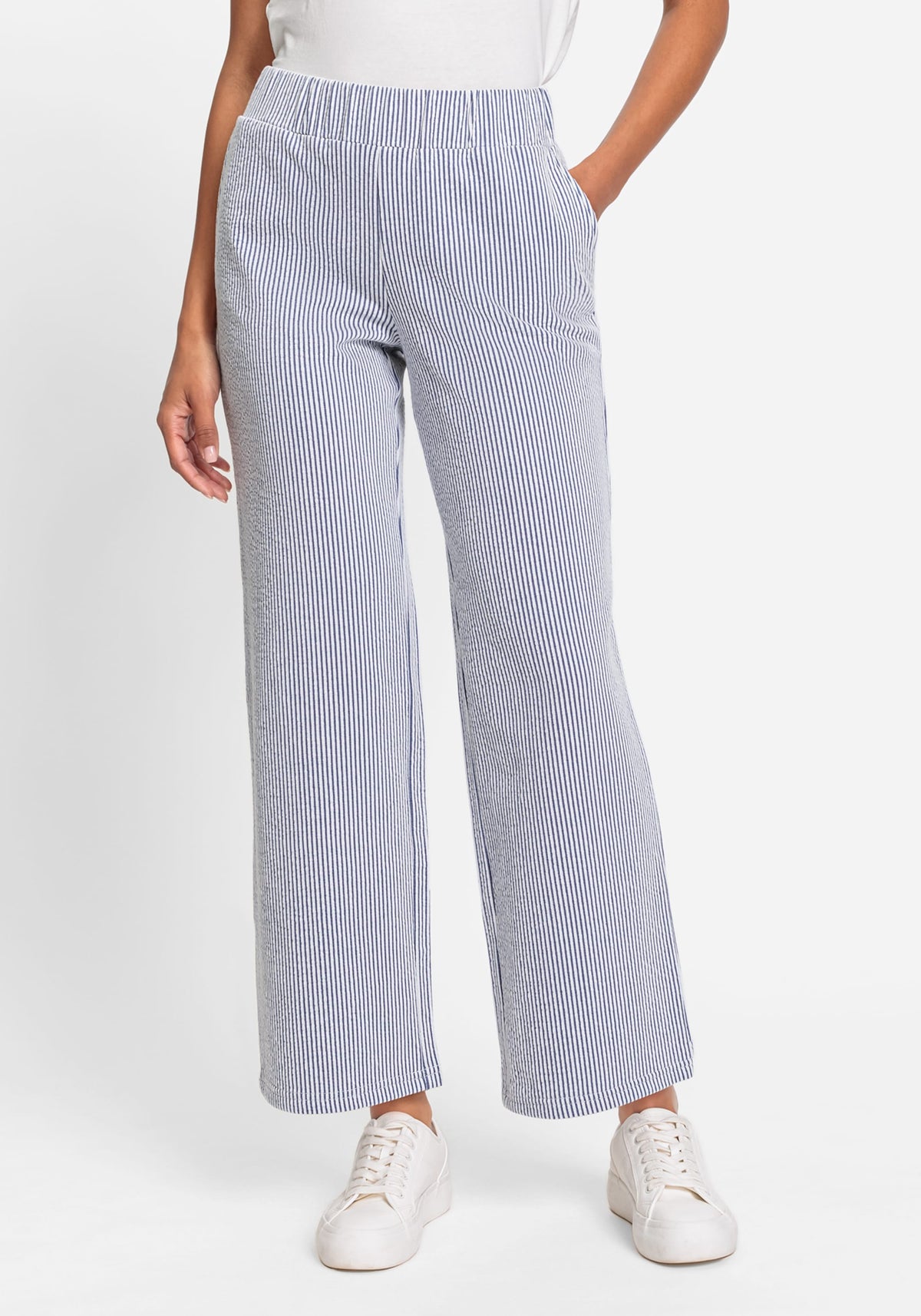 Anna Fit Wide Leg Stretch Seersucker Pant