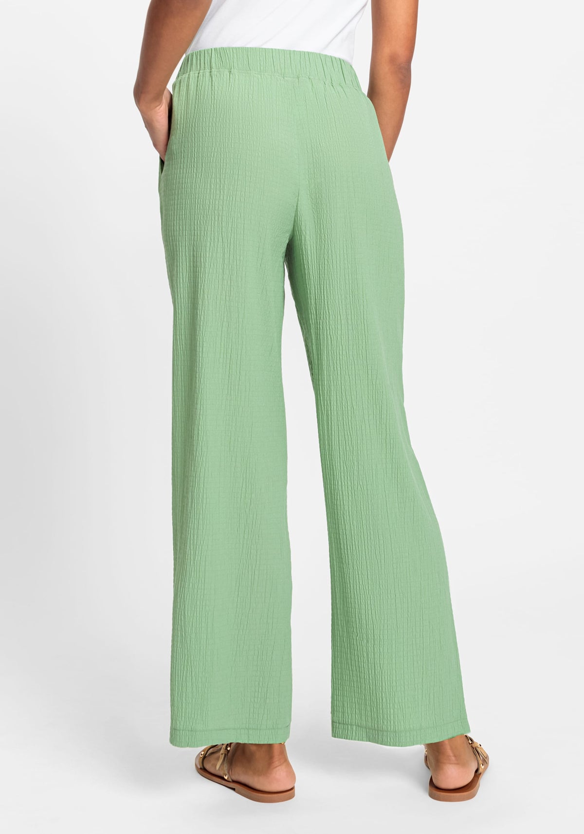 Anna Fit Wide Leg Cropped Pull-On Crinkle Pant