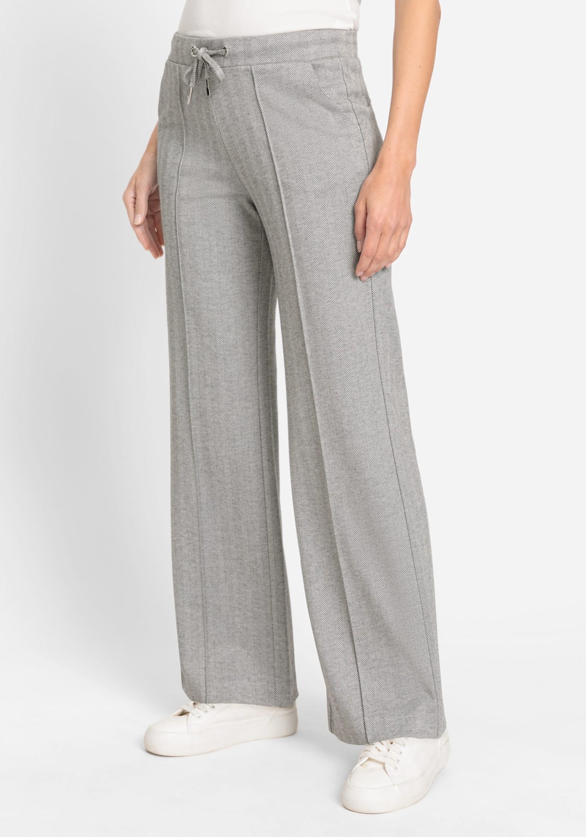 Anna Fit Wide Leg Herringbone Pant