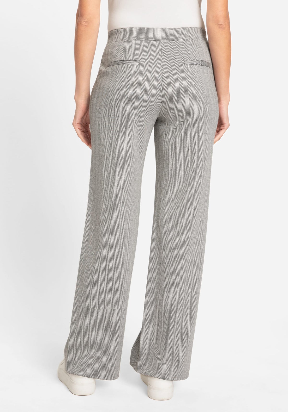 Anna Fit Wide Leg Herringbone Pant