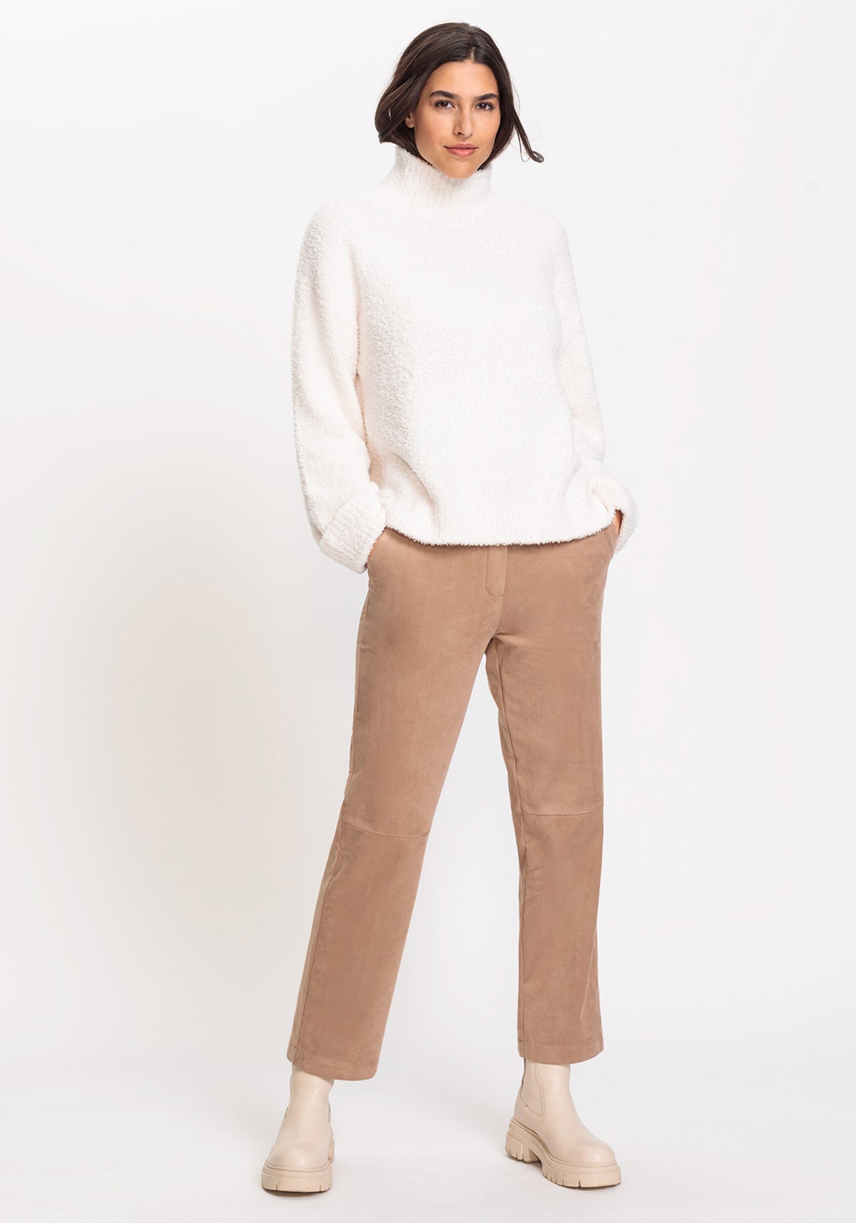 Mona Straight Fit Faux Suede Pant