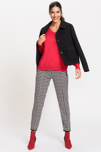 Houndstooth Jersey Knit Cropped Pant