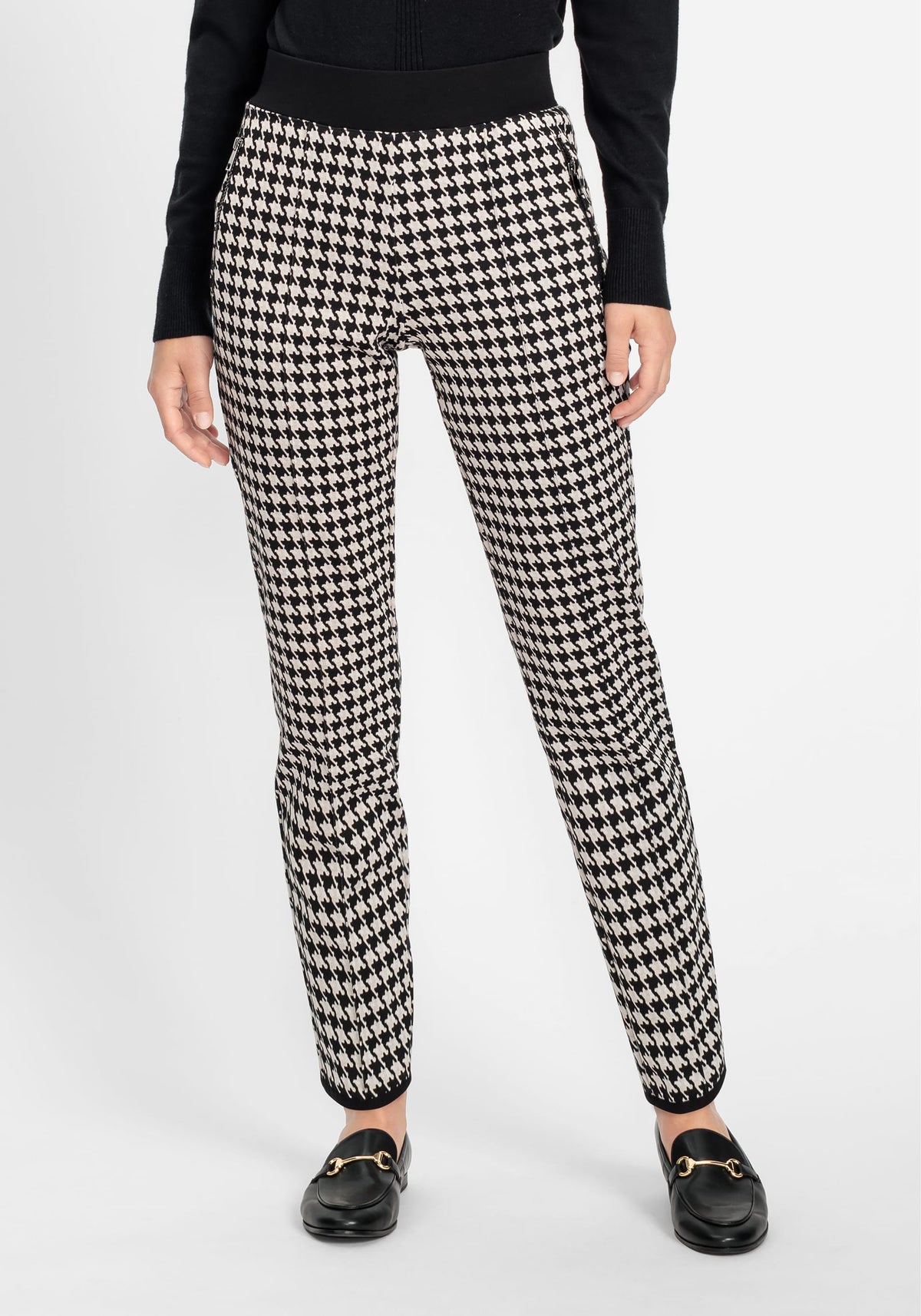 Pantalon court en jersey pied-de-poule