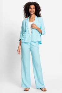 Linen Blend Cropped Blazer containing TENCEL™ Lyocell