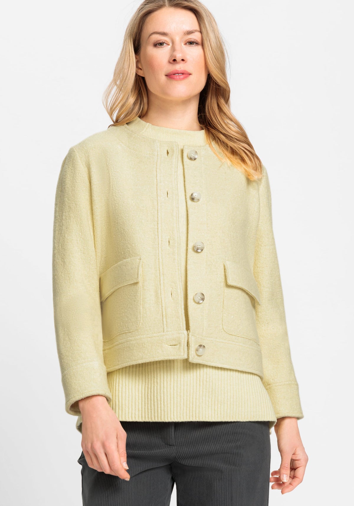 Cropped Boiled Wool Blend Jacket