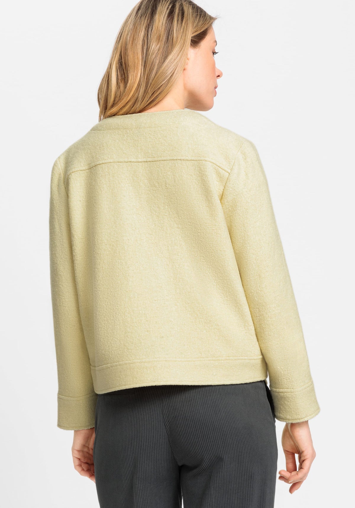 Cropped Boiled Wool Blend Jacket