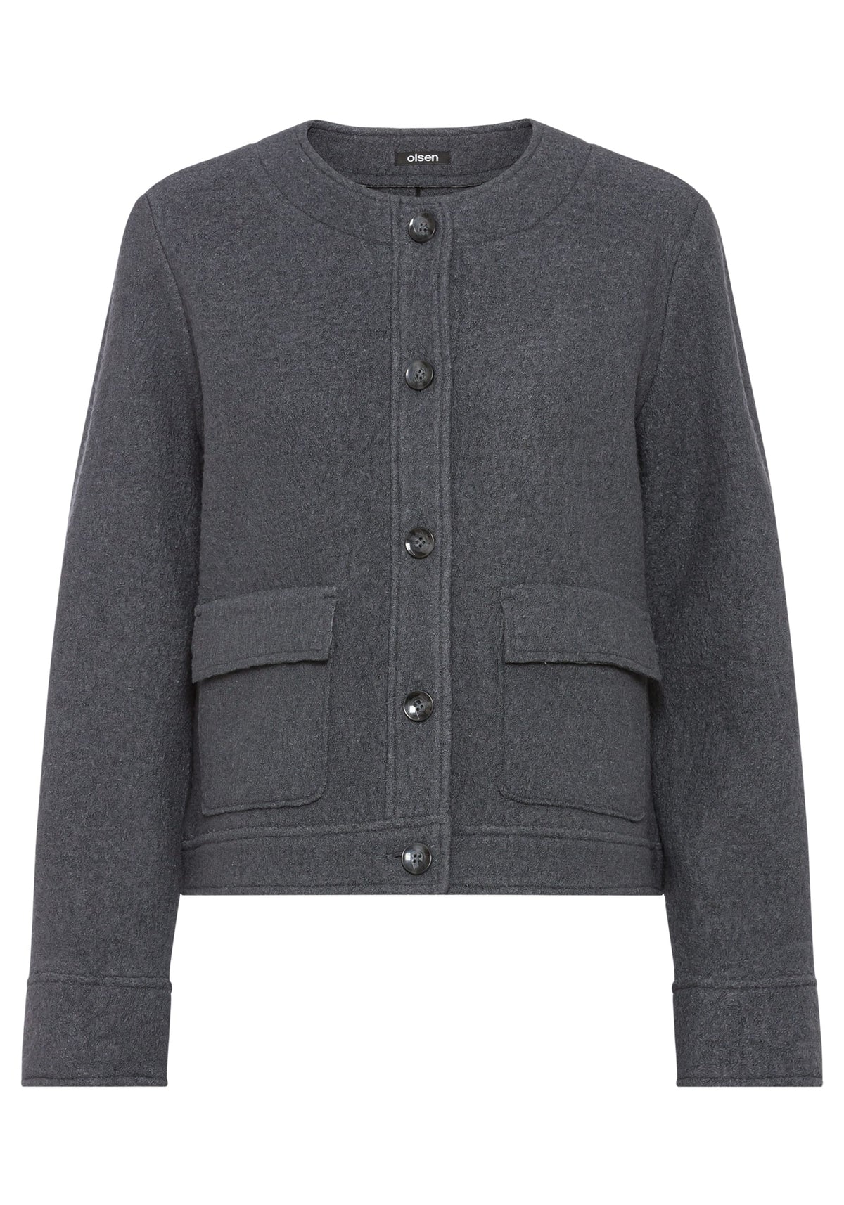 Cropped Boiled Wool Blend Jacket