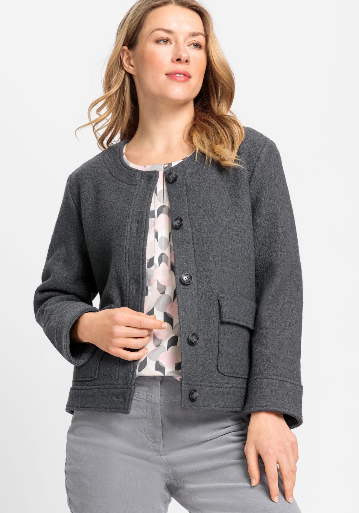 Cropped Boiled Wool Blend Jacket