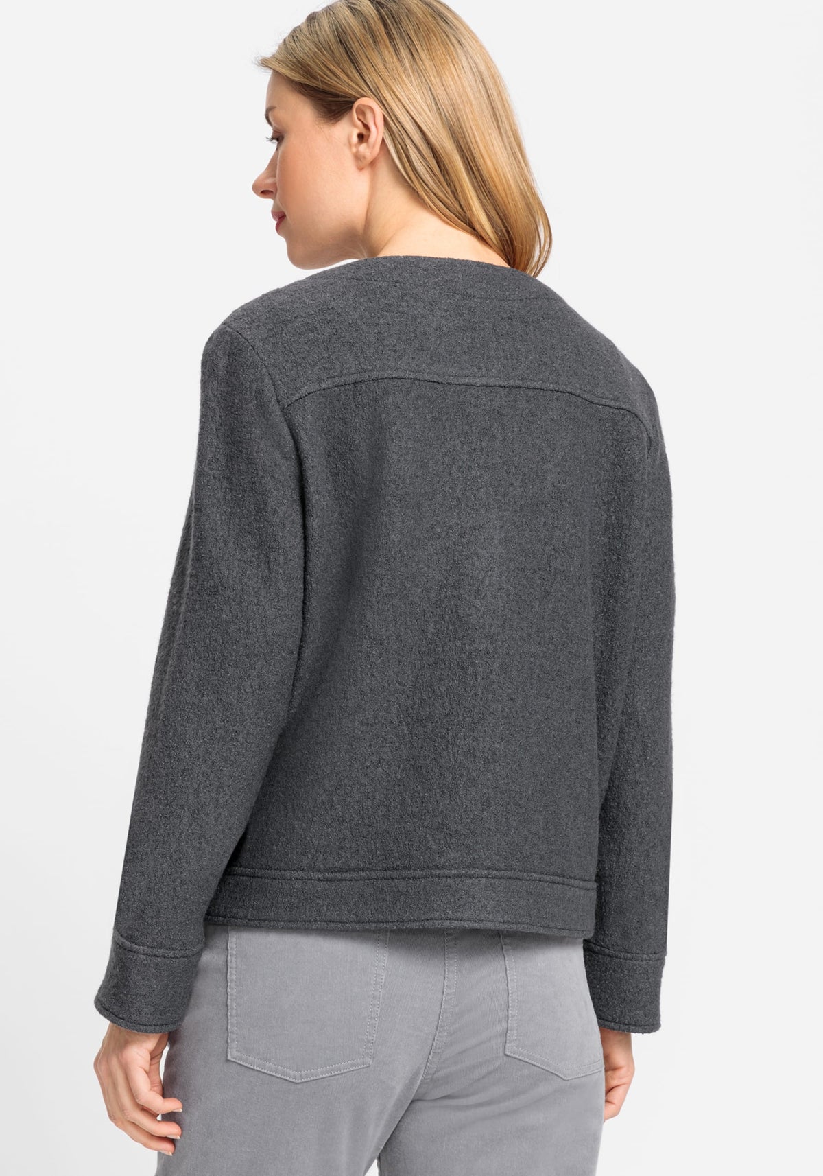 Cropped Boiled Wool Blend Jacket