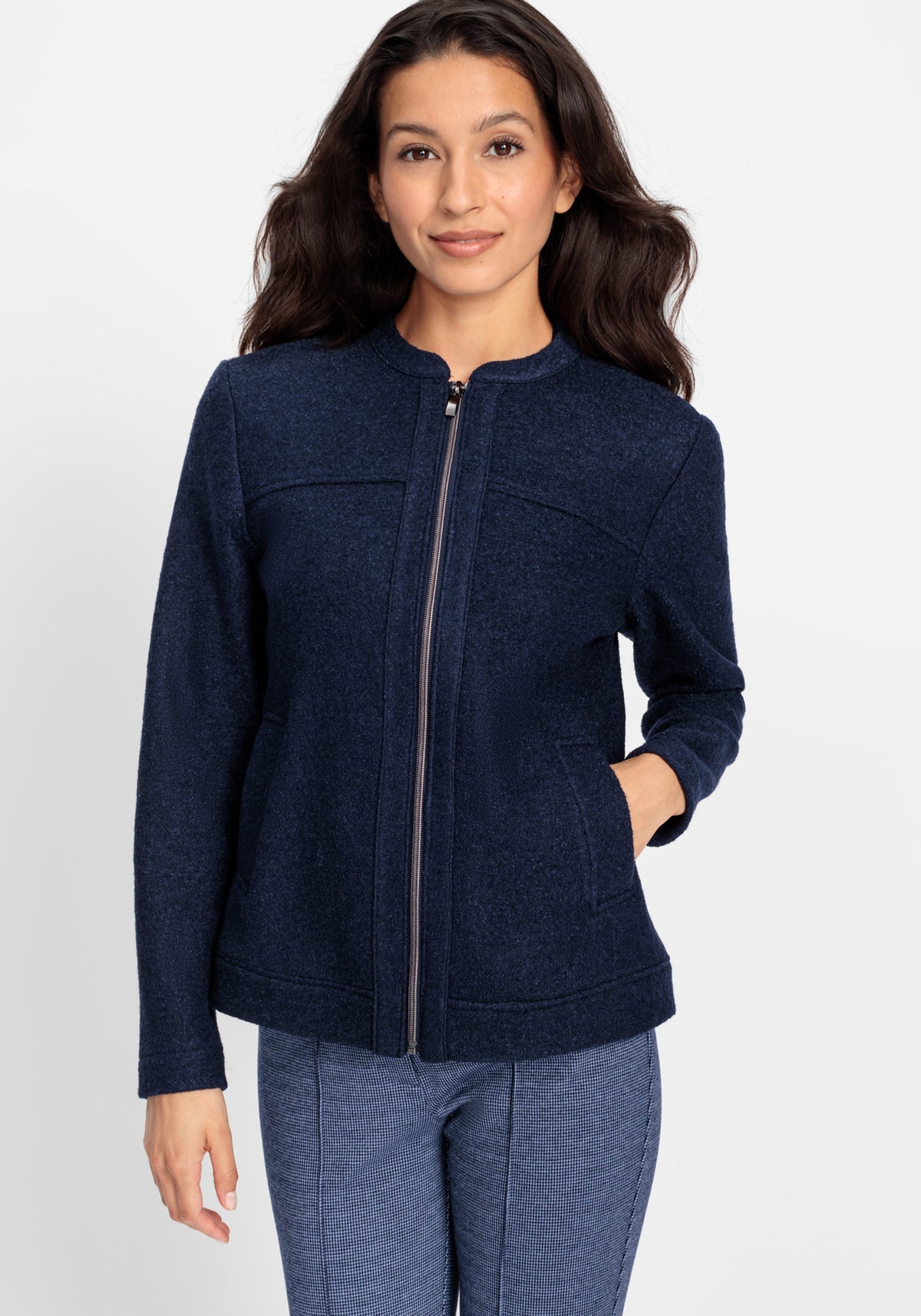 Boiled Wool Zip Front Jacket