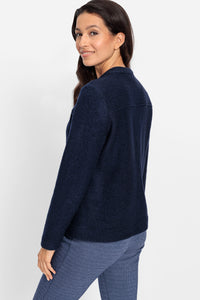 Pull rayé avec fermeture à glissière 1/4