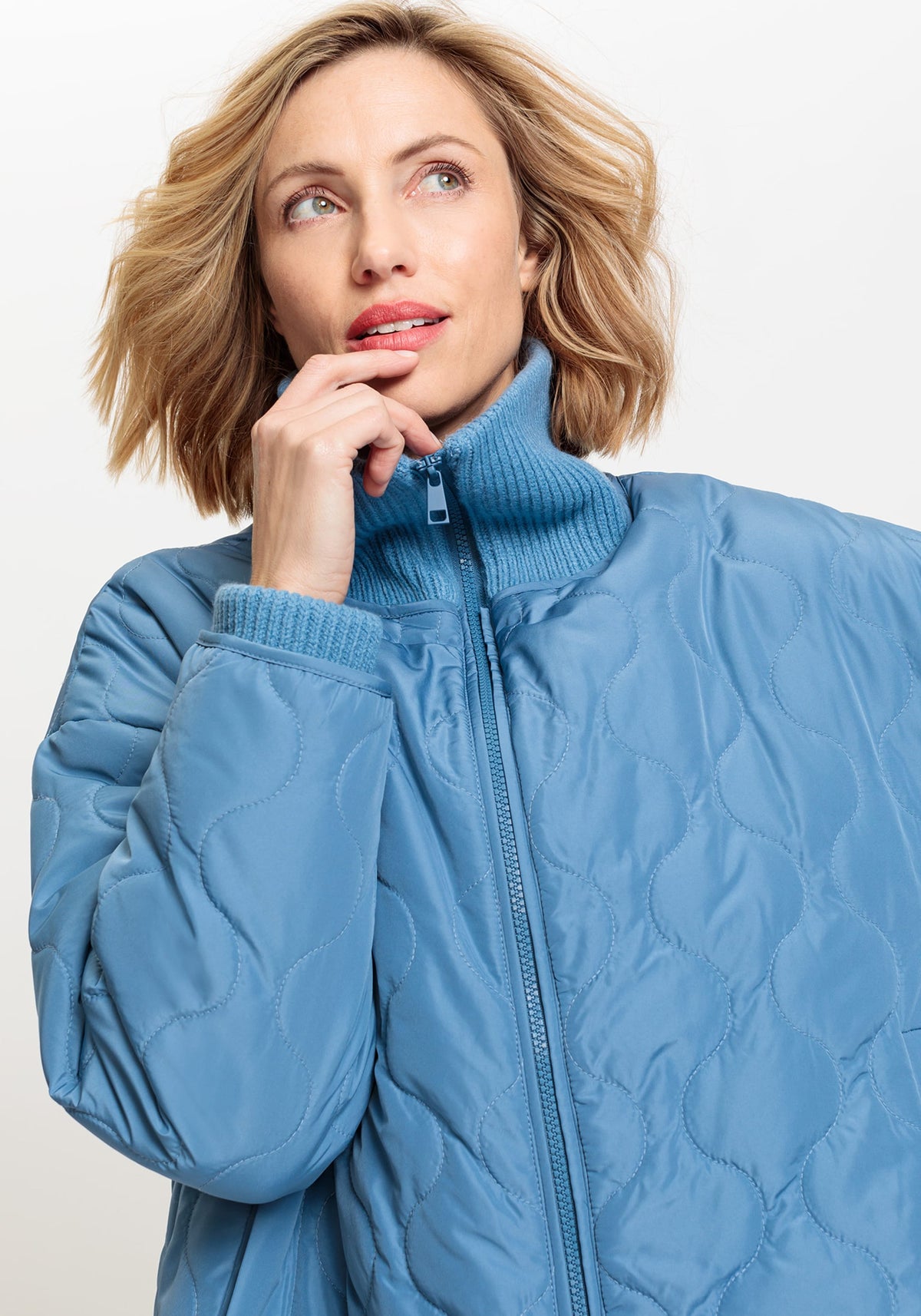 Quilted High Collar Car Coat