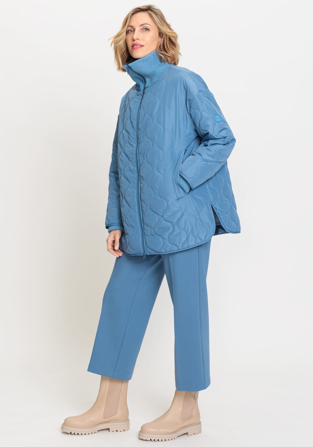 Quilted High Collar Car Coat