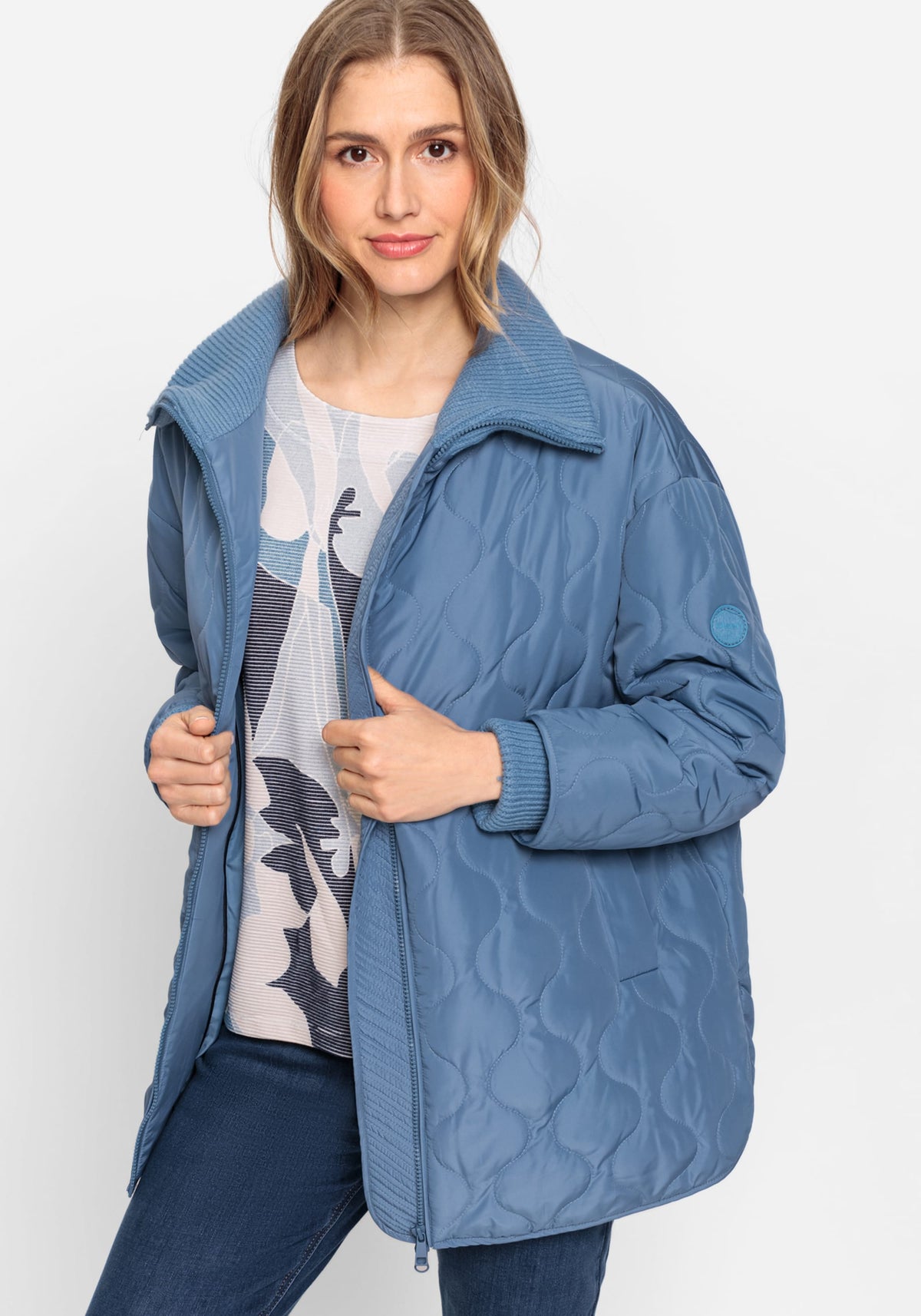 Quilted High Collar Car Coat