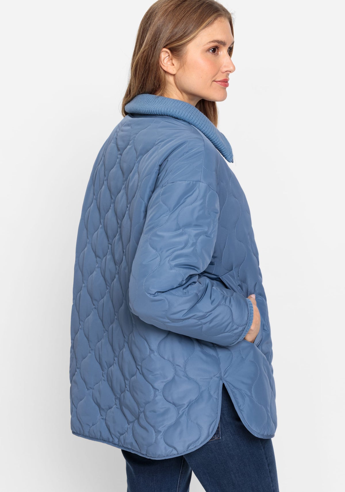 Quilted High Collar Car Coat