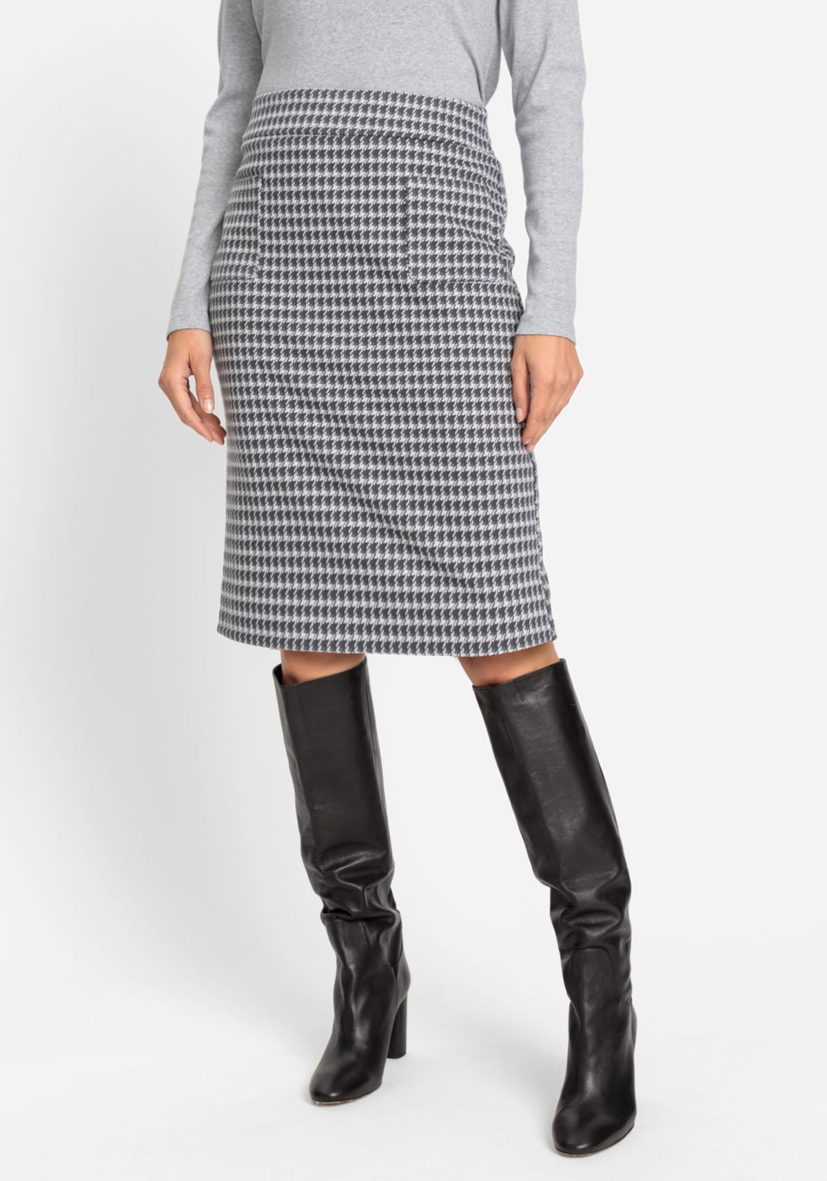 Houndstooth Pull-On Skirt