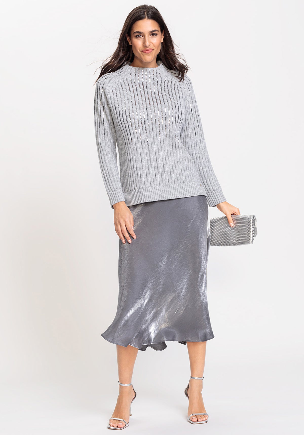 Shimmer A-Line Midi Skirt