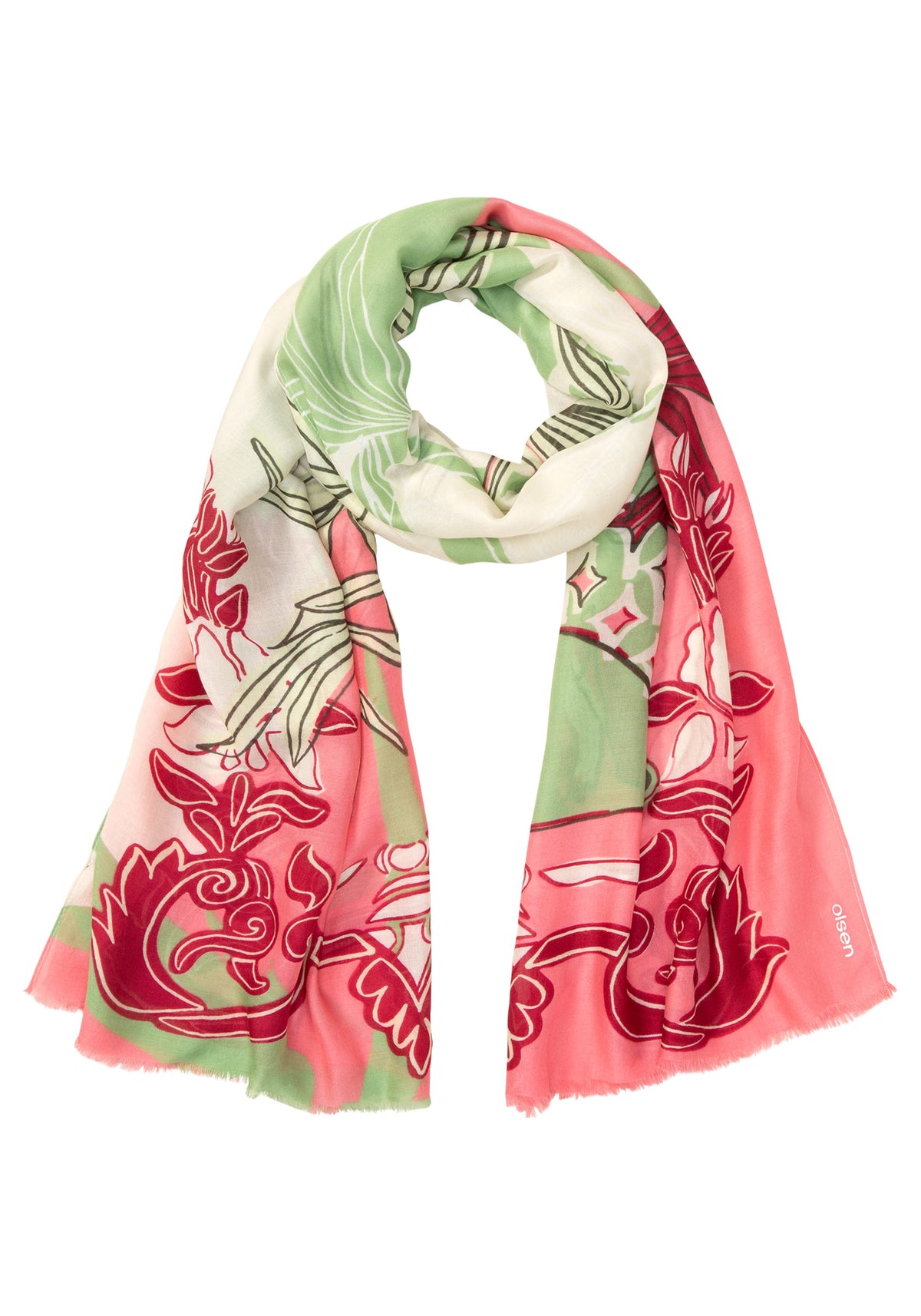 Foulard Tropic Jungle avec bordures effilochées