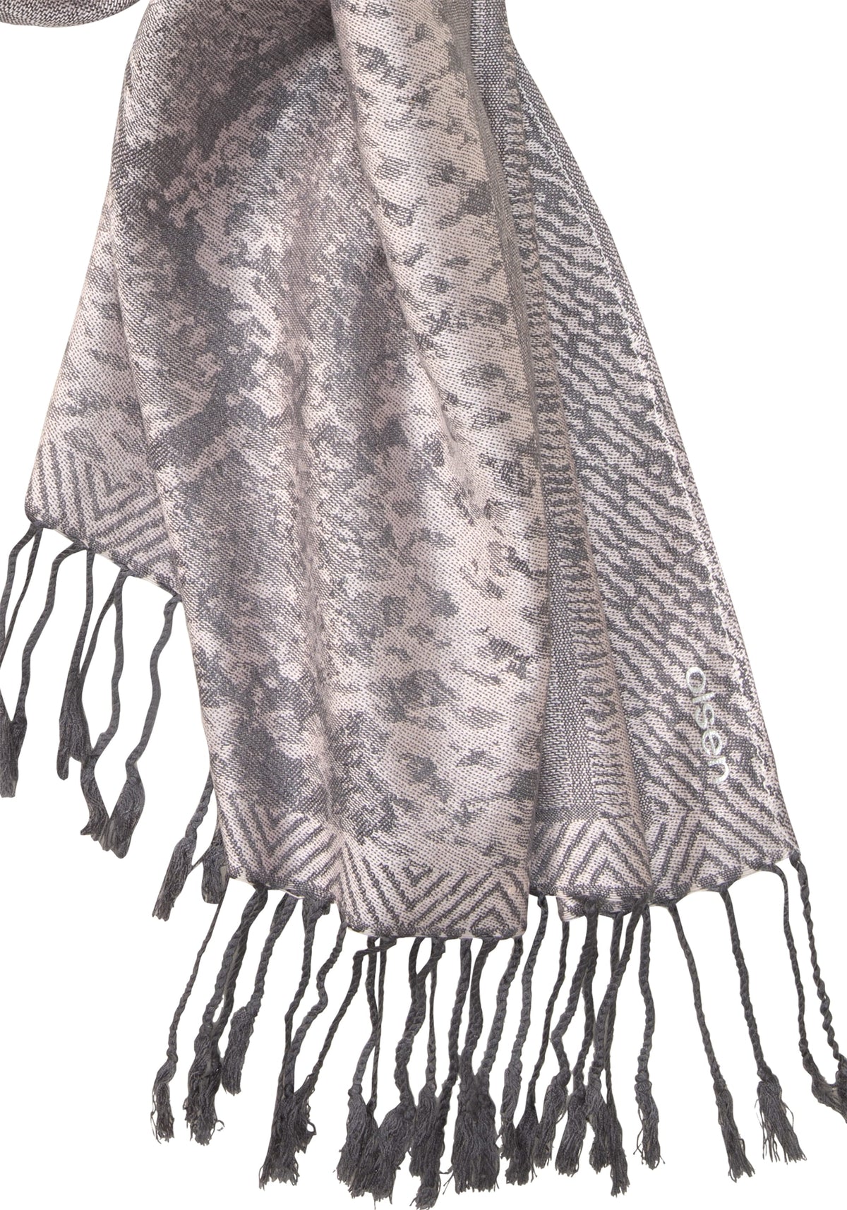 Foulard à franges à motifs mixtes