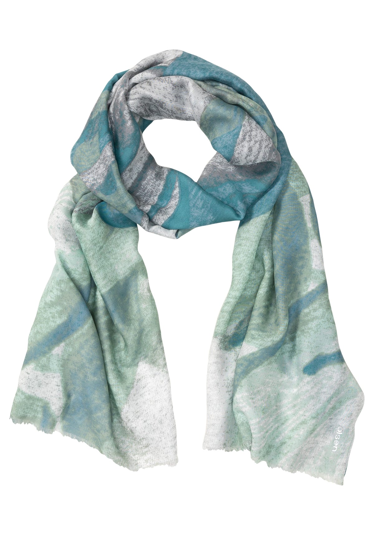 Abstract Scarf with Frayed Edge Trim