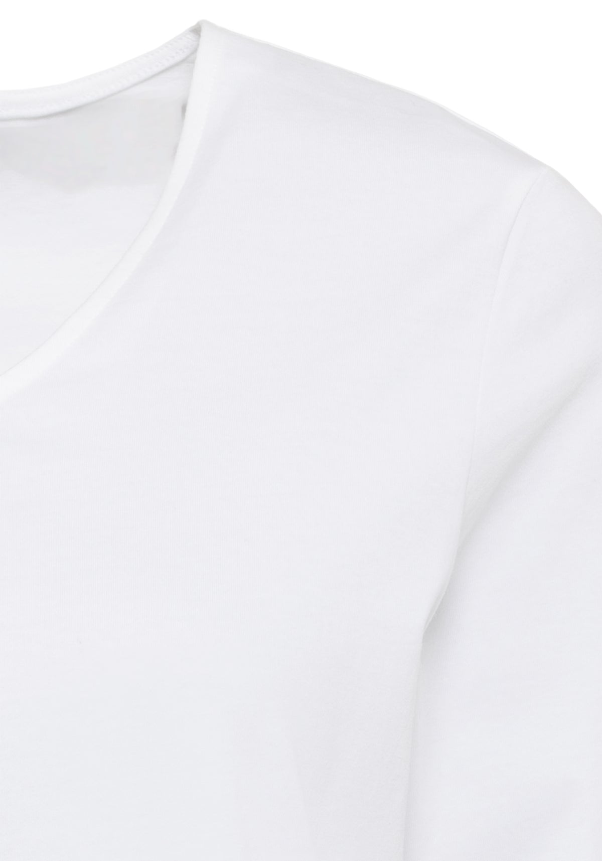 Cotton Blend 3/4 Sleeve Rounded V-Neck Basic T-Shirt