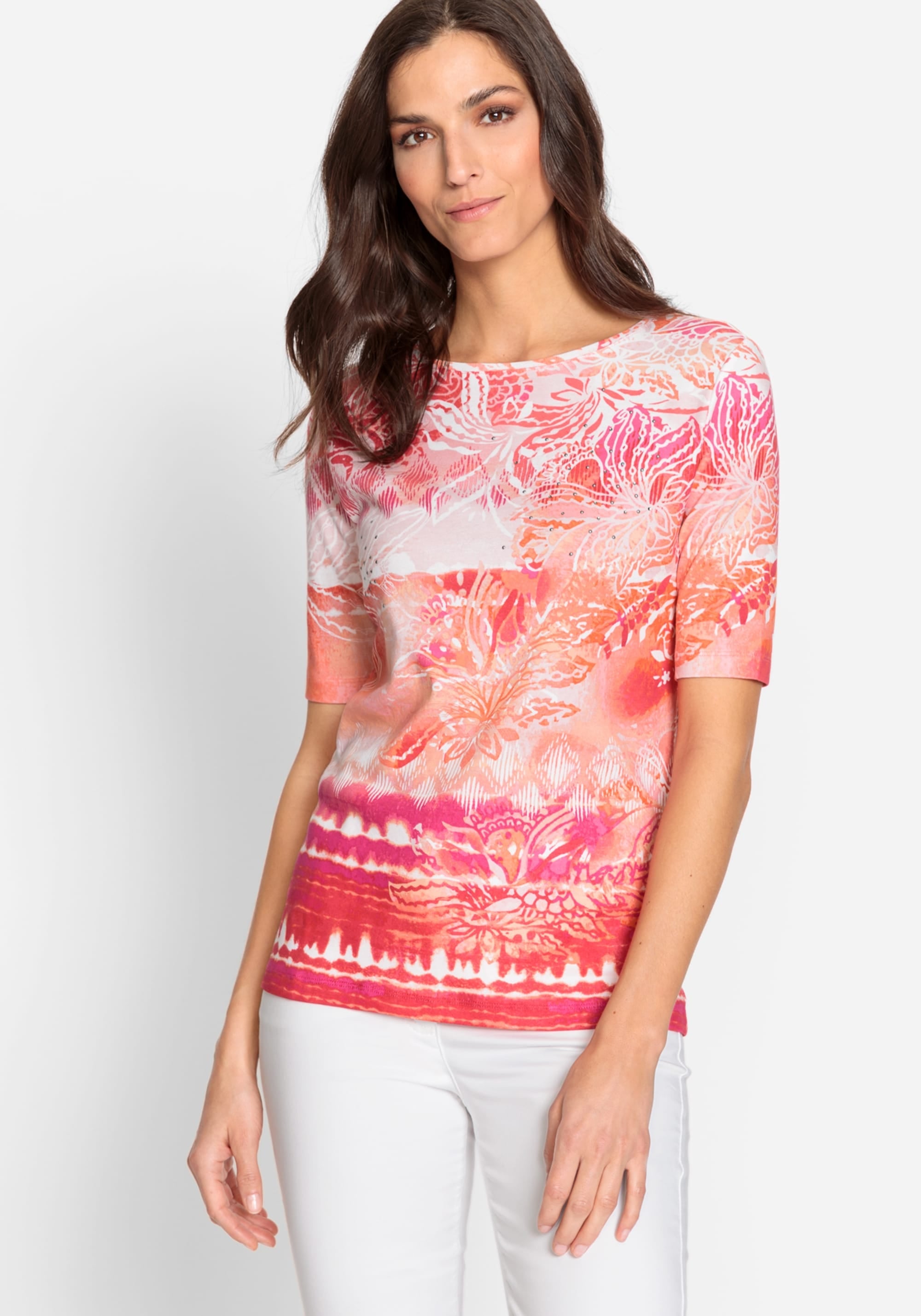 100% Cotton Short Sleeve Multi-Print T-Shirt - Olsen Fashion Canada