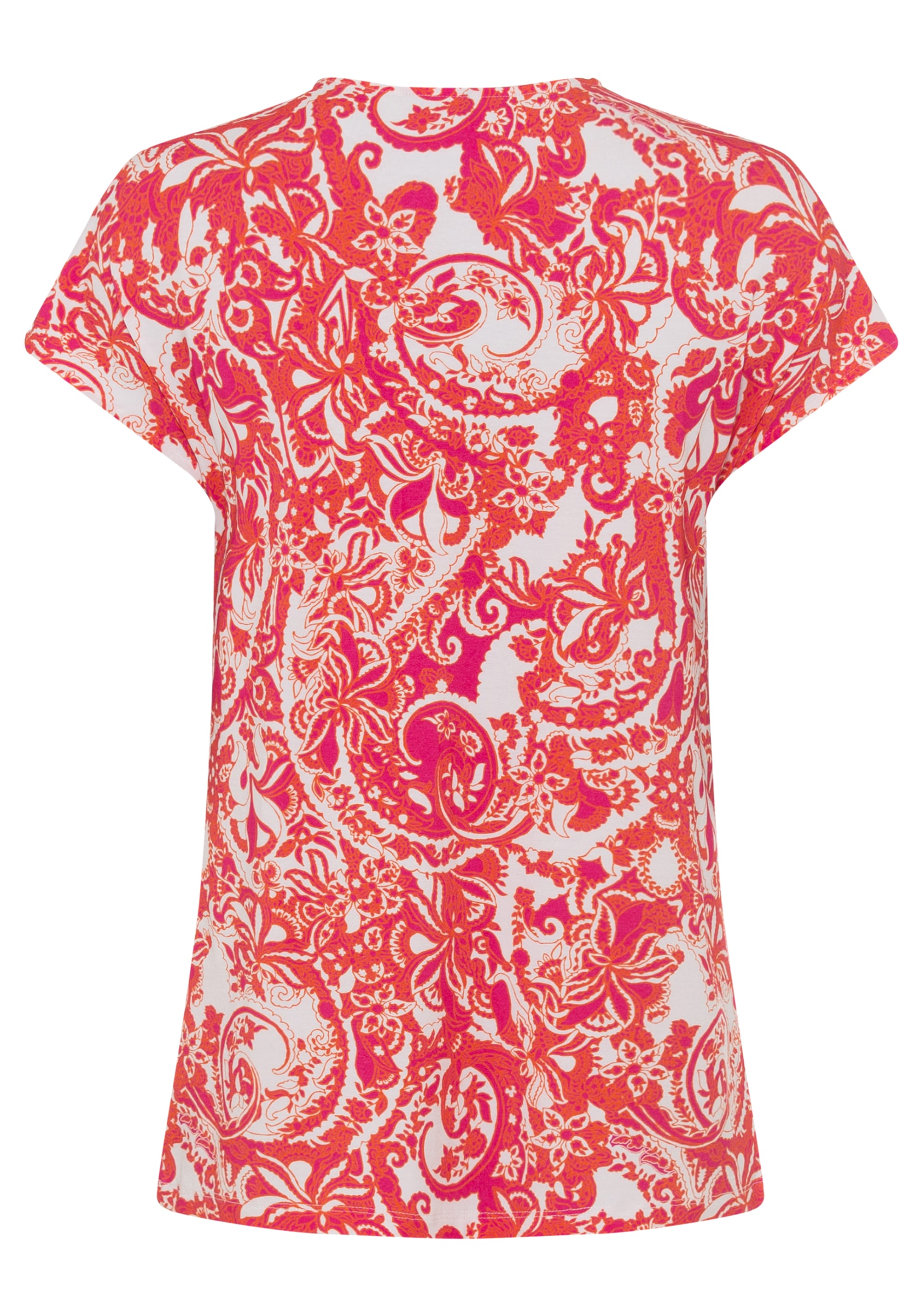 Paisley Floral Short Sleeve V-Neck T-Shirt containing LENZING