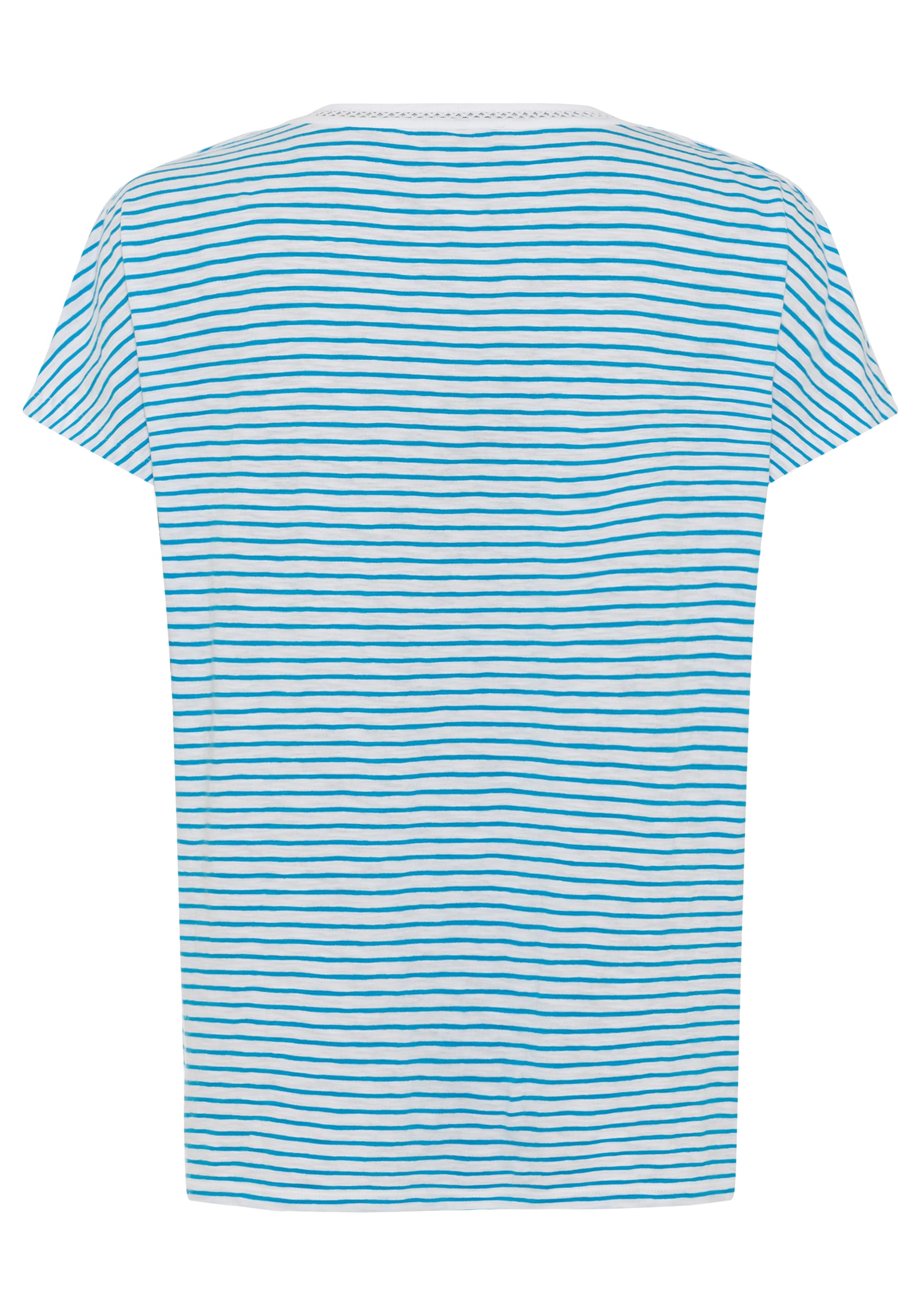 100% Cotton Short Sleeve Striped Tee with Lace Trim - Olsen