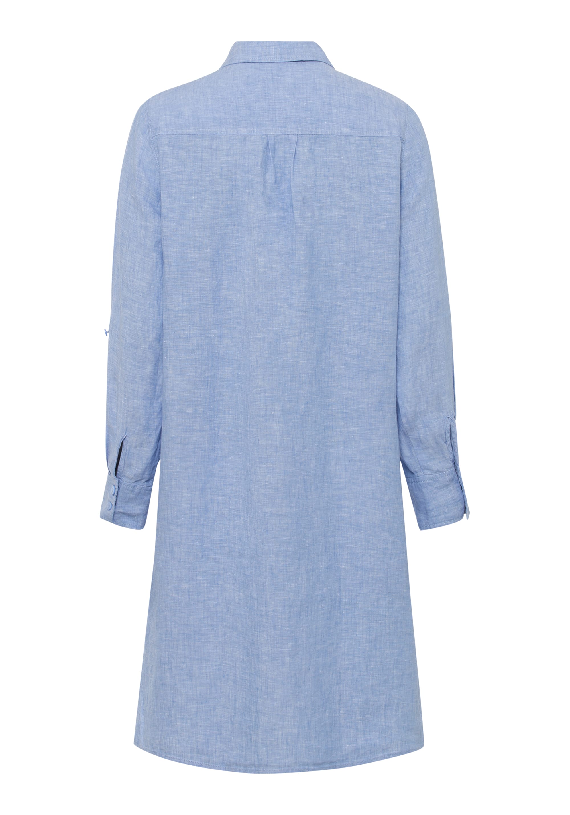 100% Linen Long Sleeve Shirt Dress with Rolled Tab Sleeve Detail